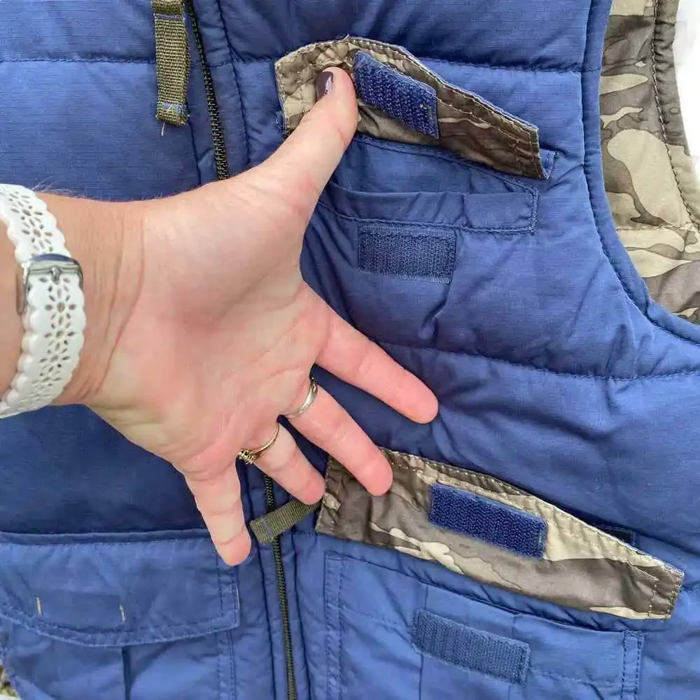 Gap Kids Reversible Puffer Vest  Sz S 6 7 Navy Blue Camouflage Camo Quilted Warm